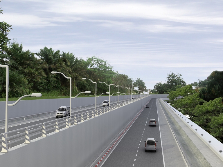 Ici une vue de la futur route au niveau du PK 6 juste après l'immeuble Beyrouth