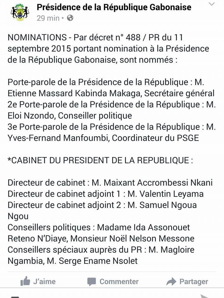 Ali Bongo s’entoure de 3 portes parole
