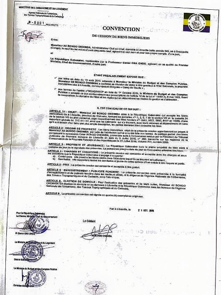 Ali Bongo cède officiellement le palais Oyo à l’Etat gabonais