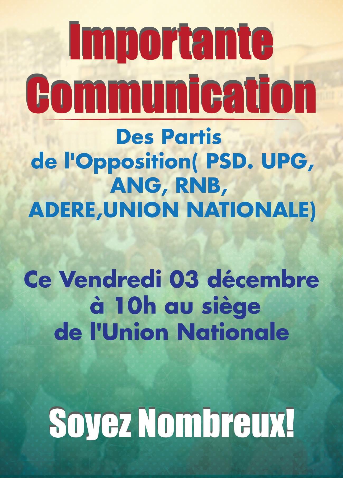 Déclaration commune de l’opposition ce vendredi à Libreville