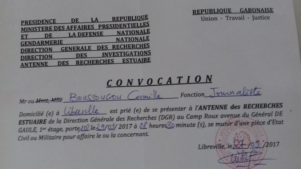 Le journaliste de Gabonactu.com recherché par la DGR honorera sa convocation ce vendredi